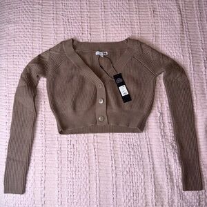 Fashion Nova Tan Ribbed Cardigan